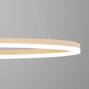 LED závesné svietidlo Silvio, dĺžka 100 cm, piesková farba, kov,, Krémová / jantárovo žltá, Obývacia izba / jedáleň, kov, Moderný, Závesné svietidlo