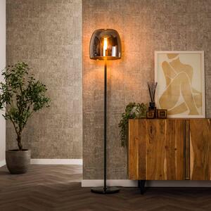 Stojacia lampa Philippa, dymovo šedá/čierna, sklo/kov, 170 cm, Hliník / sivá / zinok, Obývacia izba / jedáleň, Sklo, Moderný, Stojaca lampa