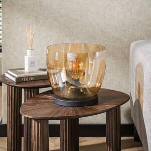 Stolová lampa Kopje, výška 27 cm, jantárová, sklo, E27, Krémová / jantárovo žltá, Obývacia izba / jedáleň, Sklo, Moderný, Stolová lampa