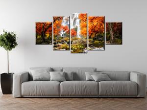 Obraz na plátne Jesenný vodopád - 5 dielny Rozmery: 150 x 105 cm