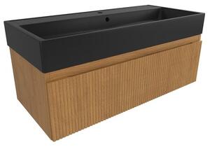 Kúpeľňová skrinka s umývadlom SAT Evolution 98x30x44, 5 cm dub medový mat SATEVO100DMU2B