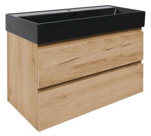 Kúpeľňová skrinka 2 zásuvky s umývadlom SAT B-Way 99x50x45 cm dub matný BWAY2100OAKU2BB