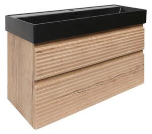 Kúpeľňová skrinka 2 zásuvky s umývadlom Naturel Savona 98x53x44,8 cm dub Halifax mat SAVONA2100DHSATC
