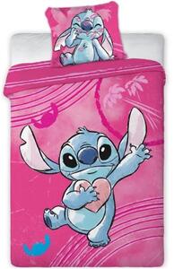 Bavlnené posteľné obliečky Stitch v ružovej farbe pre dievčatá - 100% bavlna - 70 x 90 cm + 140 x 200 cm