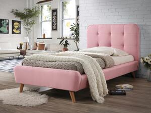 Ružová čalúnená posteľ TIFFANY 90 x 200 cm