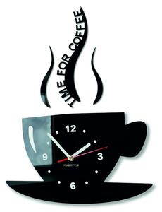 Nástenné hodiny káva - COFFE: Čierna Ral 9005 Čierne ručičky 2304-6159 FL-z16 2021