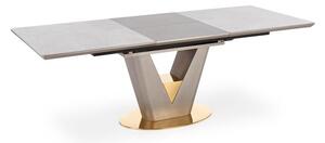 Halmar VALENTINO stôl s rozkladom svetlo šedý/zlatý