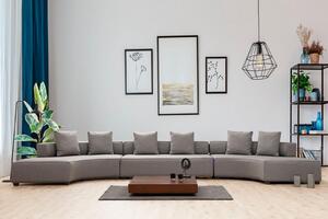 Hanah Home - Dizajnová oblúková pohovka GONDOL 552 cm, šedá, tkanina