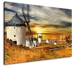 Gario Obraz na plátne Veterné mlyny v Španielsku Veľkosť: 100 x 70 cm