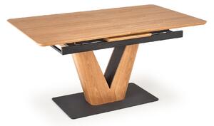 Halmar UMBERTO stôl s rozkladom doska - dub prírodný, noha - dub prírodný / čierna