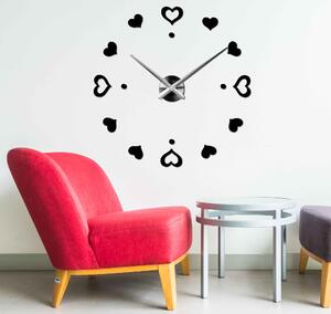 Hodiny na stenu nalepoviacie srdce - EMOCE: Čierna Ral 9005 Farba čierna RAL 9005 3097-14110 12S046-S-Wall clock HEU-