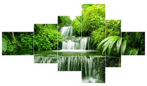 Obraz na plátne Vodopád v dažďovom pralese - 6 dielny Rozmery: 220 x 100 cm