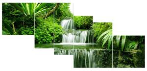Obraz na plátne Vodopád v dažďovom pralese - 6 dielny Rozmery: 220 x 100 cm