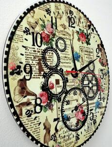 Štýlové nástenné hodiny ozubené koleso - HOPLPFI: Čierne ručičky 3128-14793 HDFK001- Wall clock HEU-
