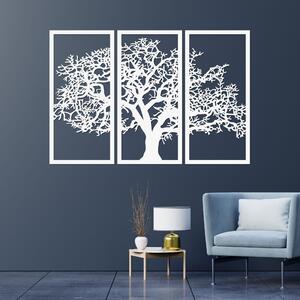 Drevený nástenný obraz Strom života Sada 3 panelov | SKOMBER: Preglejka - Biela farba 46 x 80 cm 3297-56136 PR0054