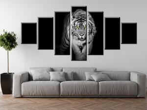 Obraz na plátne Nebezpečný tiger v tme - 7 dielny Rozmery: 140 x 80 cm