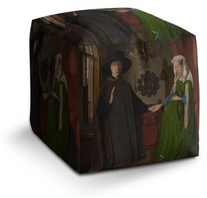Sablio Taburet Cube Svadba manželov - Jan van Eyck - 40x40x40 cm
