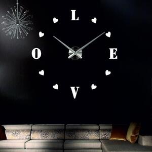 Veľké nalepovacie hodiny na stenu - LOVE: Čierna Ral 9005 Farba čierna RAL 9005 80 cm 3344-18713 12S011-Wanduhr HEU-