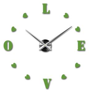 Veľké nalepovacie hodiny na stenu - LOVE: Čierna Ral 9005 Farba čierna RAL 9005 80 cm 3344-18713 12S011-Wanduhr HEU-