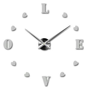 Veľké nalepovacie hodiny na stenu - LOVE: Čierna Ral 9005 Farba čierna RAL 9005 80 cm 3344-18713 12S011-Wanduhr HEU-
