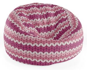 Sablio Sedací vak Cocoon Striedajúce ružové pletenie - 75 x 45 x 35 cm