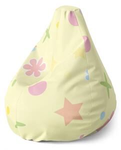 Sablio Sedací vak Pear Kvetiny na žltej - 70 x 95 x 15 cm