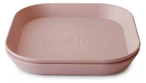 Mushie hranatý tanier 2ks Blush