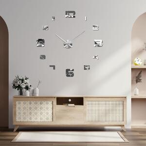 Moderné nalepovacie nástenné hodiny čísla - BIBA: Zrkadlo SILVER Farba čierna RAL 9005 80 cm 3406-109142 12S021