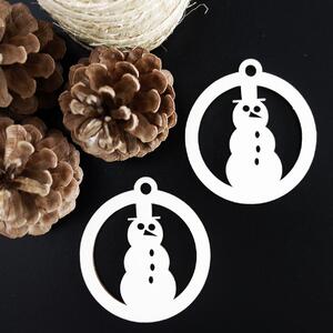 Snehuliak drevená vianočná ozdoba rozmer:79x90 mm: Prírodná preglejka - Topoľ natural 3444-22344 PR0076-Christmas decorations