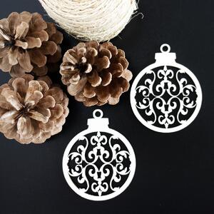 Drevená ozdoba-Vianočná guľa, rozmer: 79x90 mm: Prírodná preglejka - Topoľ natural 3465-22506 PR0094-Christmas decorations