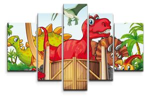 Sablio Obraz - 5-dílný Dinosauři 4 - 125x90 cm
