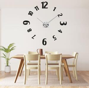Štýlove hodiny na stenu nalepovacie | CHRLIE: Čierna Ral 9005 Farba strieborná 80 cm 3557-107243 12S035 12S024