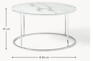 Okrúhly konferenčný stolík so sklenenou doskou v mramorovom vzhľade Antigua
