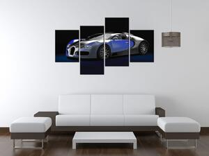 Gario 4 dielny obraz na plátne Modré Bugatti Veyron Veľkosť: 120 x 70 cm