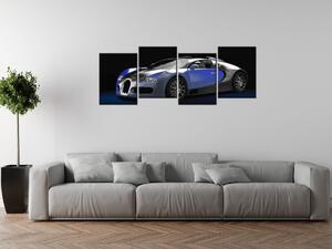 Gario 4 dielny obraz na plátne Modré Bugatti Veyron Veľkosť: 120 x 70 cm