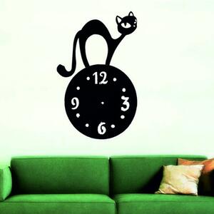Nástěnné hodiny mačka | SIMON: Čierna Ral 9005 Čierne ručičky 3610-28267 IA-185-S HEU-