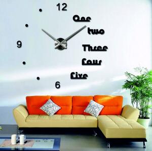 Hodiny na stenu do kancelárie - DIY DREI: Zrkadlo SILVER Strieborné ručičky 80 cm 3650-105011 12S040