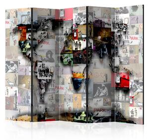 Artgeist Paraván - Room divider – World map – Banksy