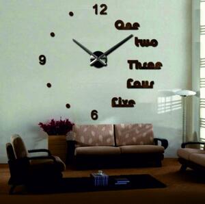Hodiny na stenu do kancelárie - DIY DREI: Zrkadlo SILVER Strieborné ručičky 80 cm 3650-105011 12S040