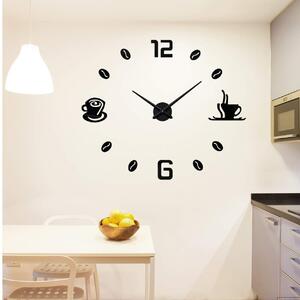 Nalepovacie hodiny na stenu | KAFFE: Čierna Ral 9005 Farba strieborná 80 cm 3729-107351 12S023