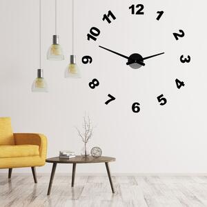 Nástenné hodiny nalepovacie čísla - OPTIC: Čierna Ral 9005 Čierne ručičky 80 cm 3756-36241 12P047 2D PLEXI HEU-