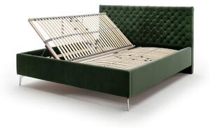 MUZZA Čalúnená posteľ oliver s úložným priestorom 160 x 200 cm zelená