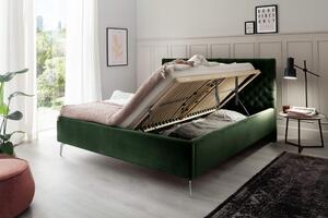 MUZZA Čalúnená posteľ oliver s úložným priestorom 160 x 200 cm zelená