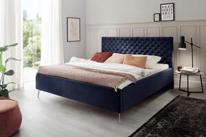 MUZZA Čalúnená posteľ oliver s úložným priestorom 160 x 200 cm modrá