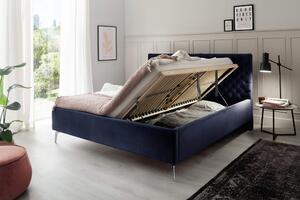 MUZZA Čalúnená posteľ oliver s úložným priestorom 160 x 200 cm modrá