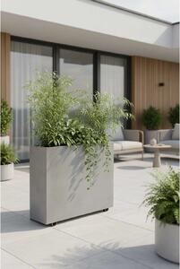 Kvetináč ELEMENTO na kolieskach, sklolaminát, šírka 88 cm, beton design sivá