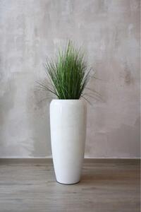 Exkluzívny kvetináč CAVITA, sklolaminát, výška 75 cm, biely mramor, lesk