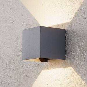 Vonkajšie nástenné LED svetlo Cube, čadičovo sivá