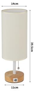 Brilagi - Stolová lampa s USB portom TABLON 1xE27/25W/230V dub/biela/krémová