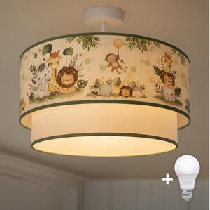 Brilagi-LED Detské prisadené stropné svietidlo BOBO 1xE27/60W/230V pr. 40 cm krémové / zelené / džungľa